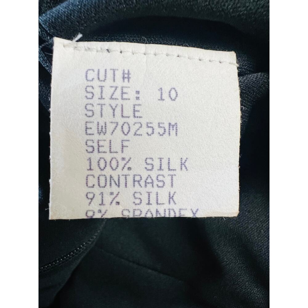 Tadashi Shoji NEW Collection 100% Silk Midi Black and White Dress Size 10 - Picture 13 of 14